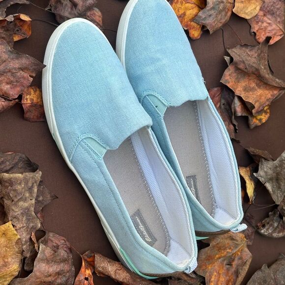 Eddie Bauer Seafoam Sage Green - Light Blue Canvas Slip-On Flats Sneakers - Picture 9 of 10